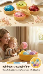 Regenbogen-TPR-Knautschknödel Stressspielzeug mit Glitzer und Smiley-Gesicht im Dampfgarer.