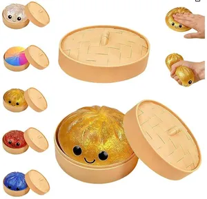 Set di squishy ravioli glitterati con mini contenitore a vapore per alleviare stress
