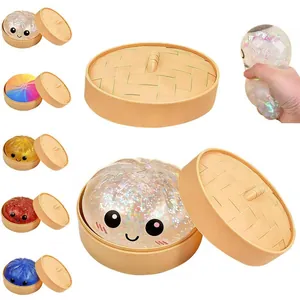 Set di giocattoli antistress a forma di ravioli colorati con mini cestini vapore