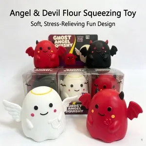 Halloween ghost angel and devil squishy toys set for stress relief and fun play at home