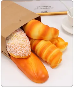 Macro view of slow rebound PU artificial bread squishy toys in various bakery shapes