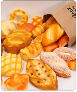 Close-up detail of realistic PU slow rebound fake bread squishy toys for decor