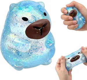 Blauer Glitzer Capybara Malz-Squeeze-Spielzeug langsamer Rückprall Antistress-Spielzeug