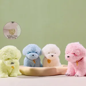 Set of four colorful simulation puppy squishy toys for stress relief and relaxation