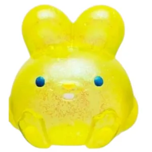 Cute yellow rabbit squeeze toy made of semi-transparent TPR material for stress relief