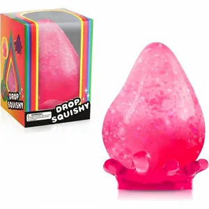 Ροζ γκλίτερ παιχνίδι squishy σε σχήμα σταγόνας για άγχος με το κουτί λιανικής
