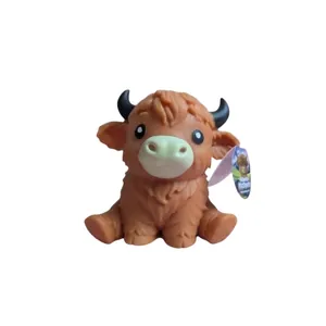 Cute orange Highland cow squishy stress relief toy for kids with slow rebound effect