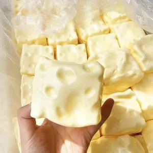 Detailed macro view of a realistic cheese-shaped squishy slow rebound stress relief toy