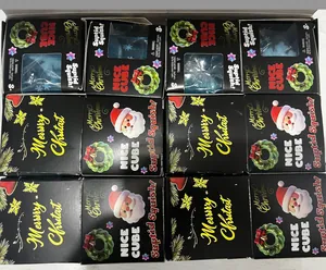 Bulk pack of Christmas-themed "Nice Cube" slow-rebound squishy toys in packaging boxes