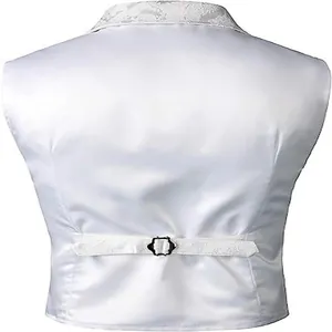 Back view of white medieval gothic dress vest with adjustable waist strap