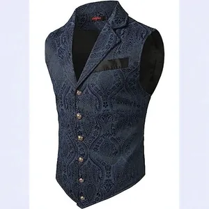 Men's vintage gothic paisley jacquard waistcoat vest for medieval themed parties