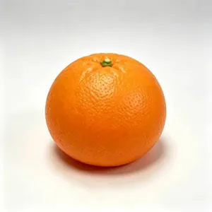 Realistic macro view of an orange-shaped squeeze toy showing detailed peel texture