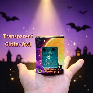 Παιχνίδι Halloween με διάφανη κουκουβάγια με γκλίτερ στην αρχική του συσκευασία
