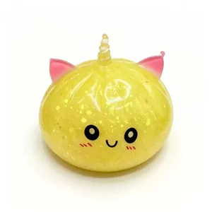 Κίτρινο unicorn dumpling squishy παιχνίδι με γκλίτερ για ανακούφιση από το άγχος