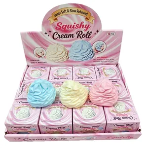 12pcs colorful slow rebound squishy cream roll decompression toys in display box