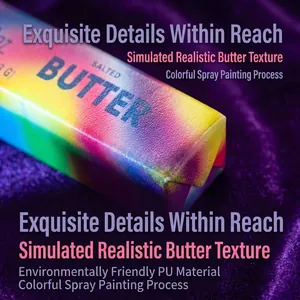 Macro detail of simulation butter squishy showing realistic texture and PU material