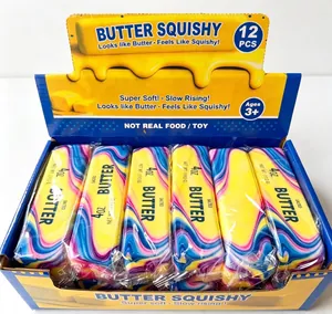 12-piece set of butter-themed slow rising squishy toys in a colorful display box