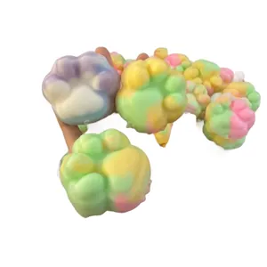 Slow rebound chocolate cat paw squishy stress relief toy in colorful macaron shades