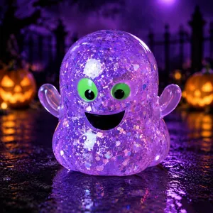 Purple glitter ghost squishy stress relief toy for Halloween spooky party decorations