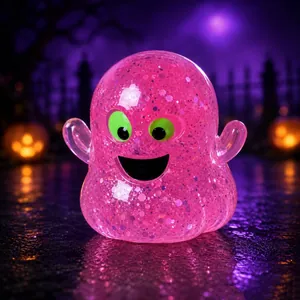 Sparkling pink glitter ghost squishy toy for Halloween festive stress relief and fun