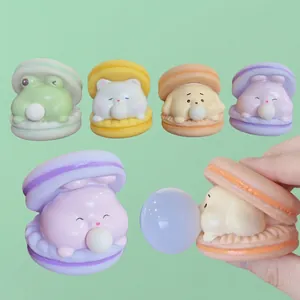 Juguete Squishy Antiestrés de Macarrón de Dibujos Animados Soplado de Burbujas Animal Gato Rana Conejo Perro Juguete de Descompresión