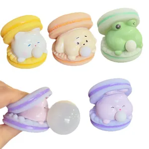Juego de lindos juguetes de presión de macarrón de dibujos animados que escupen burbujas