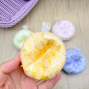 Close-up detail of colorful gradient crispy squeeze balls designed for stress relief.