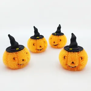 Halloween Quetschkürbis-Fidget-Spielzeug mit Hexenhut und Stacheltextur zum Stressabbau