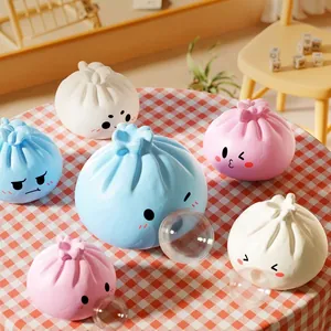 Giocattolo Squishy a Forma di Panino al Vapore Simulato in Morbido Silicone con Fischietto Bolle Spremi Sollievo Stress per Bambini Adulti