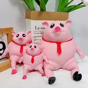 Cute pink pig squeeze toys for stress relief, TPR sand-filled decompression set of three