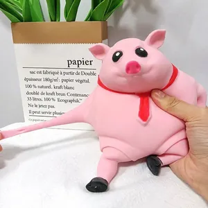 Elastic pink pig stress relief squeeze toy made of durable TPR material for decompression