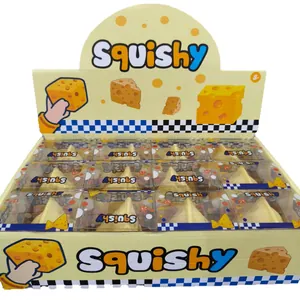 Coffret de 12 jouets squishy en forme de fromage jaune pour un soulagement du stress