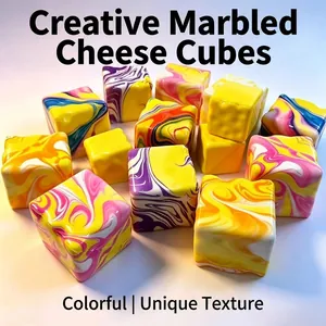Detailed view showing the vibrant colorful marbled texture on PU slow rebound squishy toy