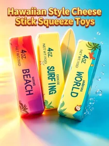 Set di tre giocattoli squishy a rimbalzo lento a tema hawaiano a forma di burro.