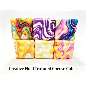 Set of creative colorful fluid marble texture squishy cheese blocks slow rebound toys
