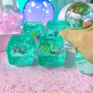 Juguete sensorial de cubo blando de 5,5cm con tema oceánico para aliviar el estrés