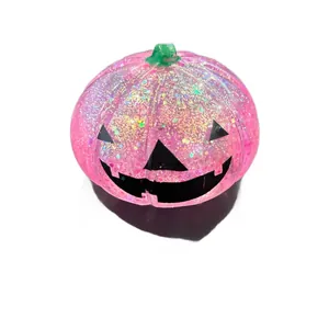 Rosa glitzerndes Halloween Kürbis Squishy Spielzeug zum Stressabbau Party Dekoration