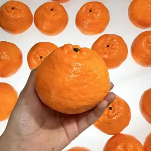 Lifelike orange shaped slow-rebound squeeze toy made of soft PU foam for stress relief