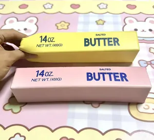Slow rebound simulation butter stick squishy toys in pink and yellow for stress relief