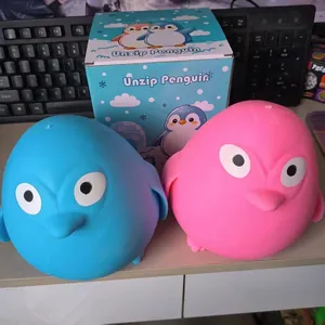 Blue and pink penguin slow rebound squeeze toys with original gift box packaging