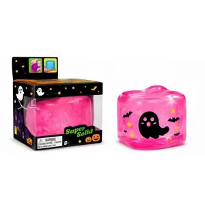 Roze doorschijnende Halloween spook ijsblokje squishy speelgoed met langzame rebound voor ontspanning