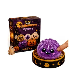 Juguete antiestrés fantasma brillante Halloween con caja sorpresa y base vapor