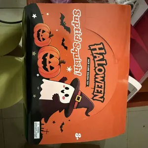 Halloween ghost and pumpkin square squishy toy for stress relief in festive packaging