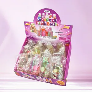 Set mit 12 Maltose Quetsch-Obstflaschen Stressabbau Spielzeug in lila Displaybox