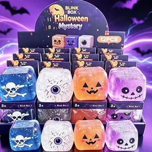 Halloween lichtgevende glitter kubus squishy speelgoed in mystery display boxen