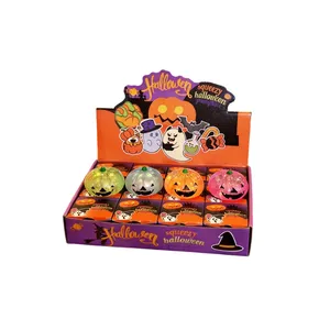 Set mit 12 bunten Halloween-Kürbis-Quetschspielzeugen in einer Display-Box.