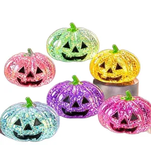 Set of colorful glitter Halloween jack-o'-lantern squeeze toys for stress relief