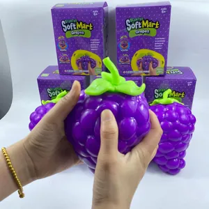 Jouet géant en forme de raisin violet pour soulager le stress avec emballage