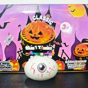 Juguete antiestrés de ojo de Halloween en caja de regalo festiva morada para la relajación