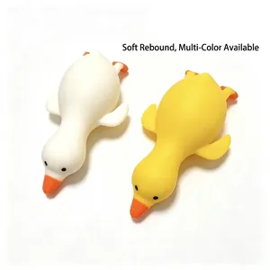 Lindos juguetes antiestrés de pato blanco y amarillo con material de rebote lento